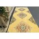 1970s Turkish Oushak Handmade Wool Cotton Yellow Runner 96x385
