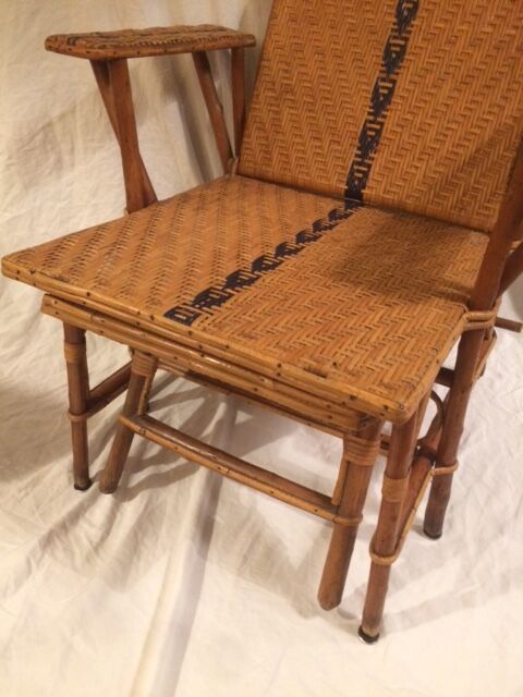 Chaise longue  en rotin milieu 20e siècle
