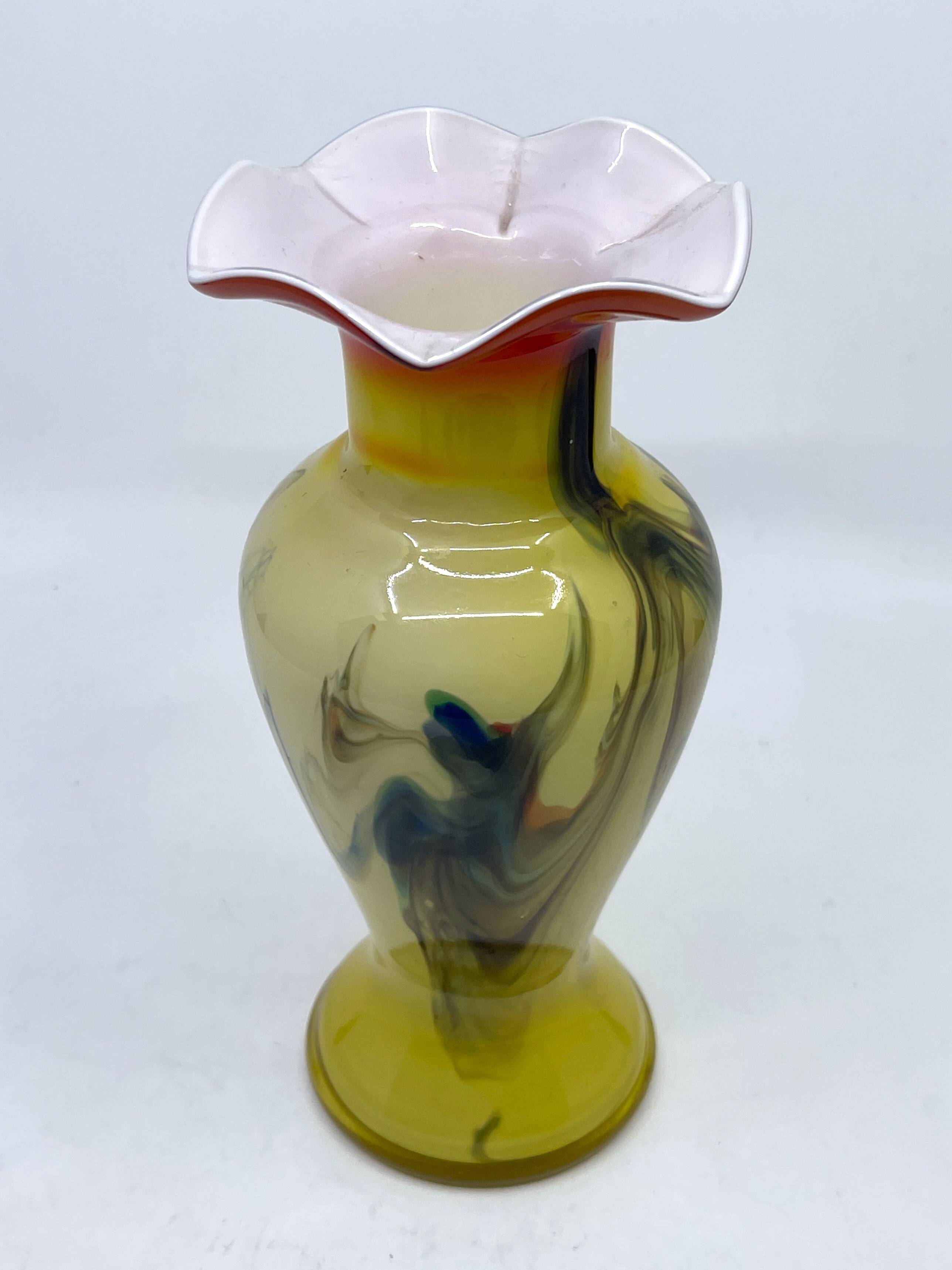 Collared vase in blown glass