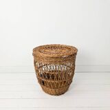 Panier Vintage Panier en osier Panier à linge Couvercle Panier de rangement