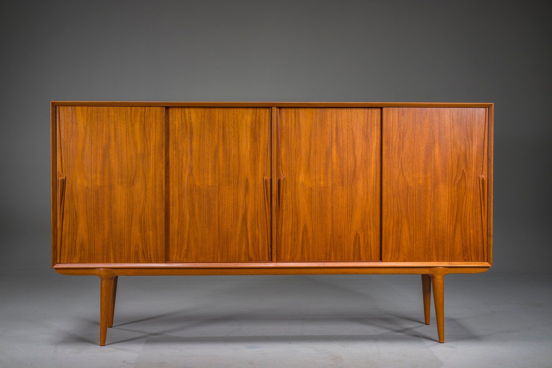 Model 19 teak highboard by Gunni Omann for Omann Jun, Denmark, 1960s