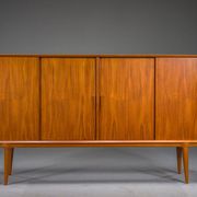 Model 19 teak highboard by Gunni Omann for Omann Jun, Denmark, 1960s