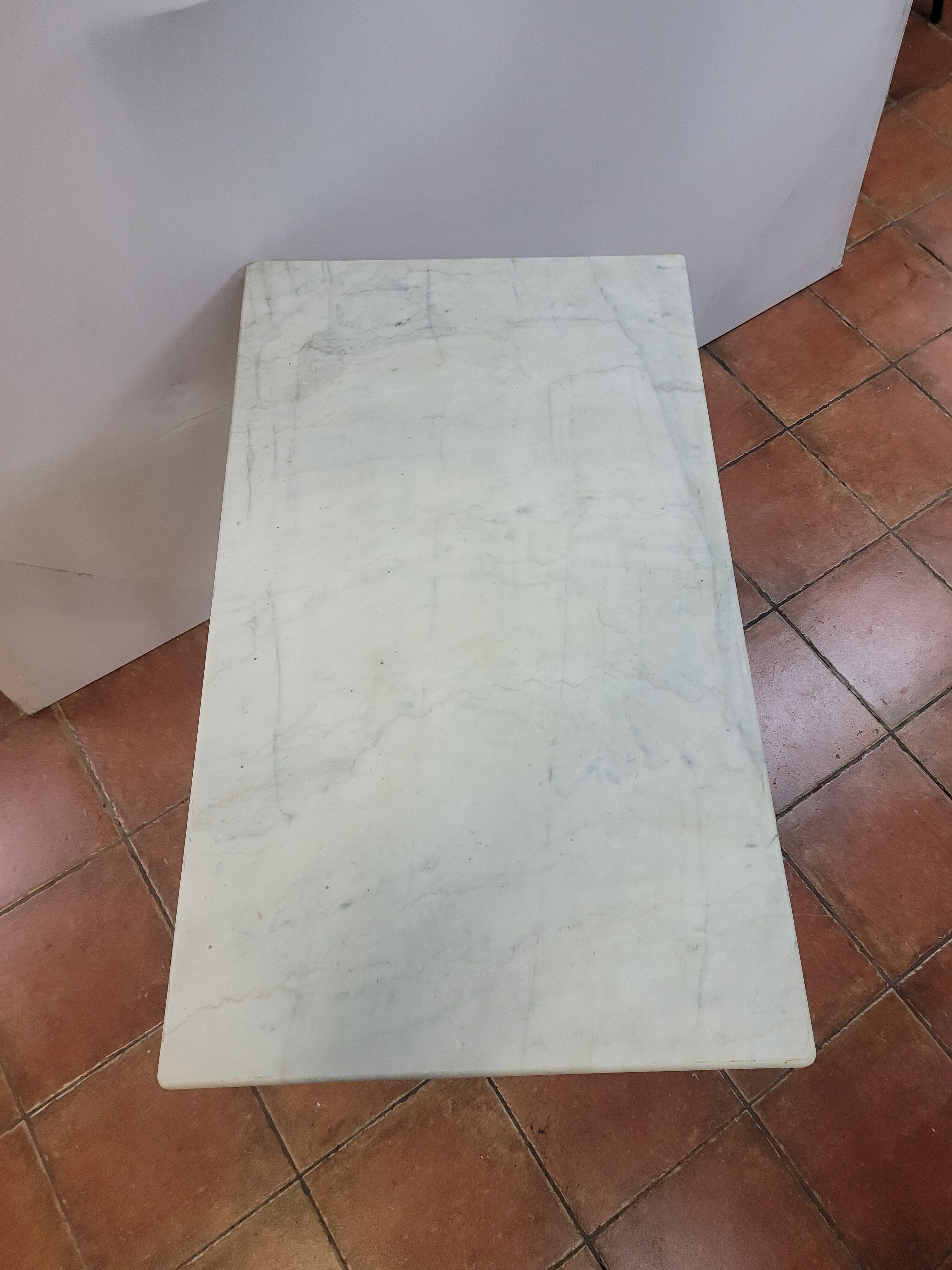 Bistro table base cast iron over marble