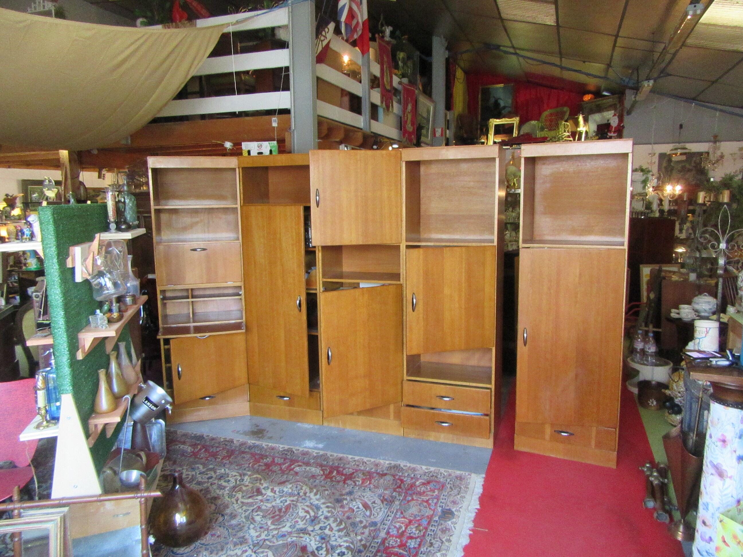 Meuble modulable de bureau ou de salon plaqué chêne des années 1960