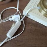 chic retro lamp in gold brass, pagoda lampshade imitation leather