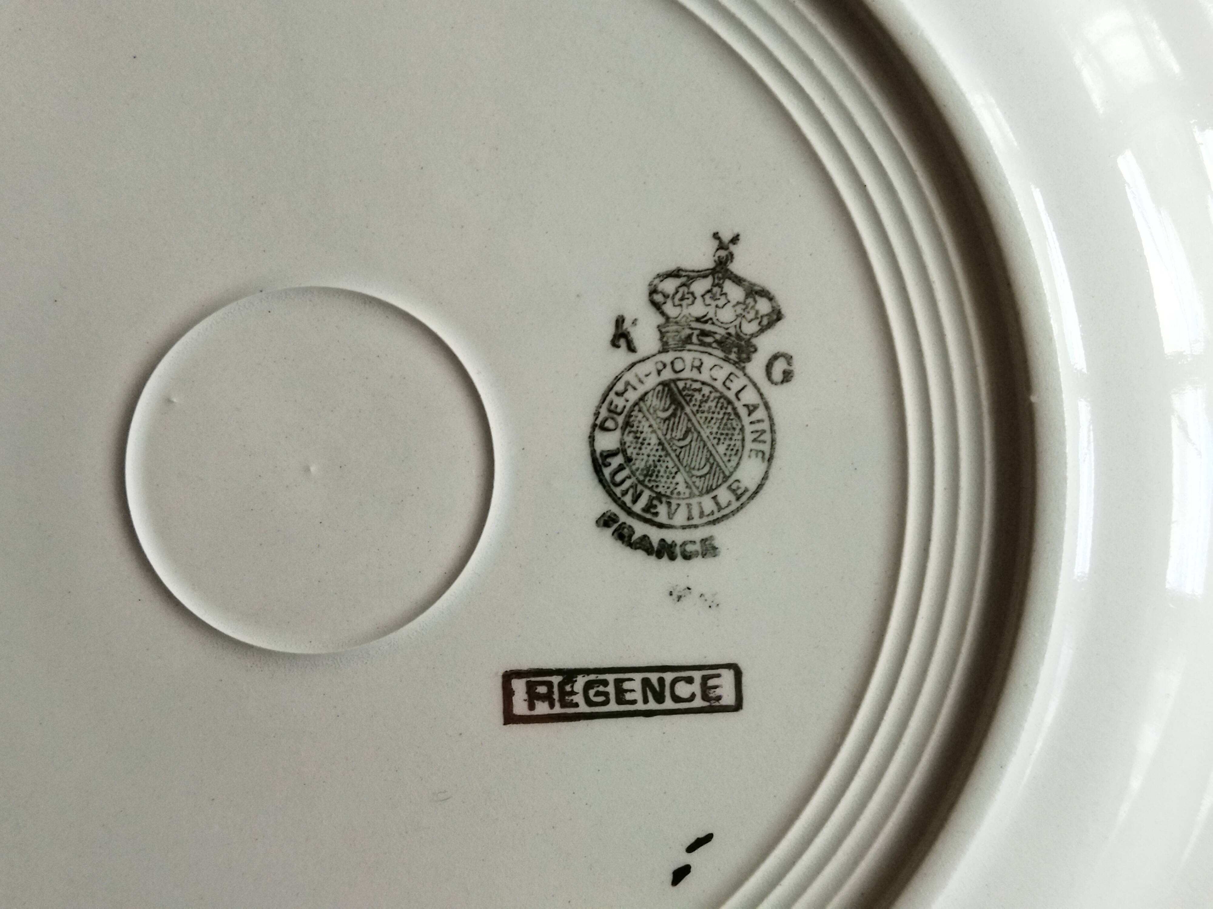 6 assiettes à dessert "Régence" K&G Lunéville