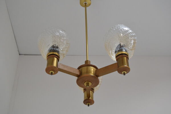 lustre En Bois Du milieu Du Siècle Années 1970