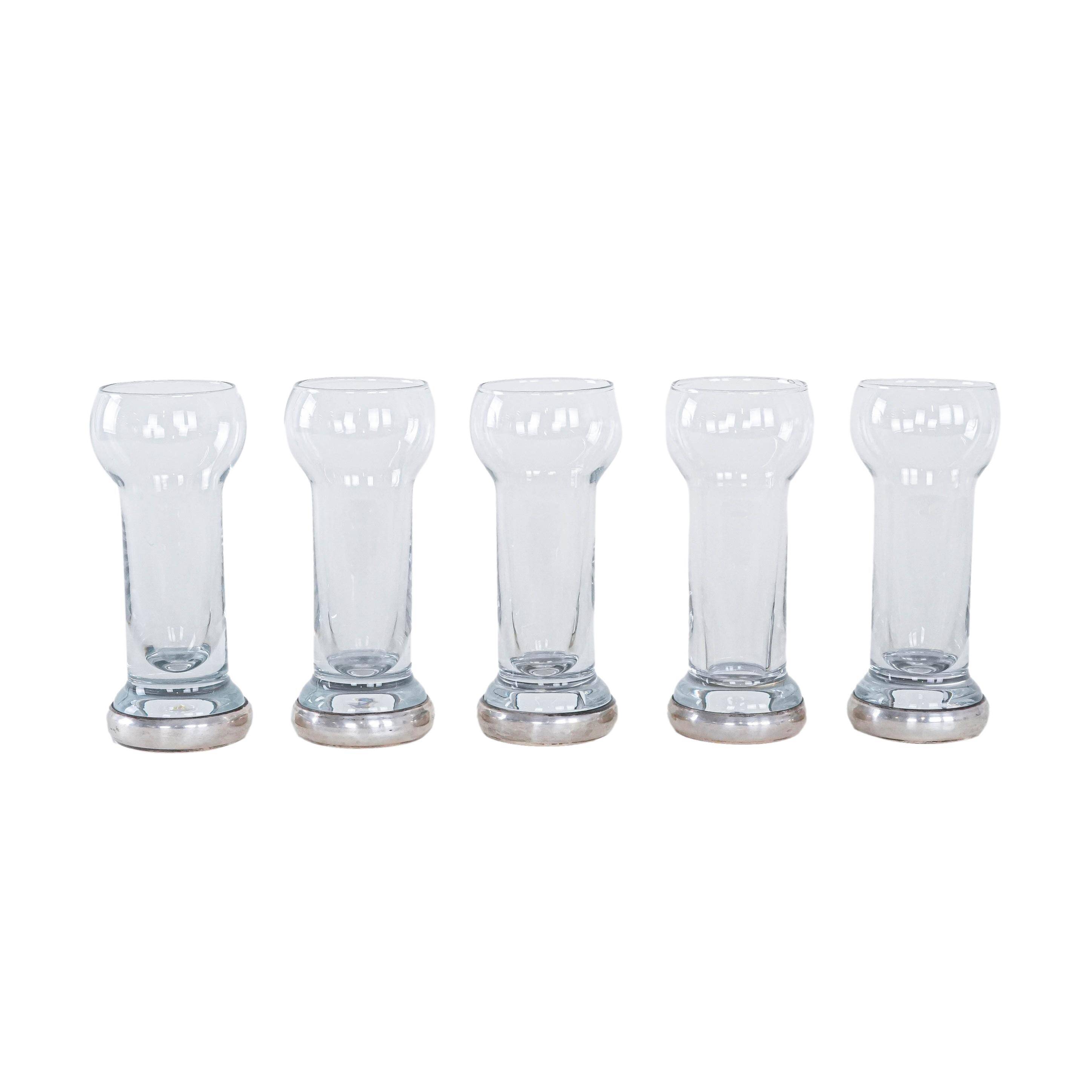 Set of five glasses, Italian design, 1970s, made in Italy