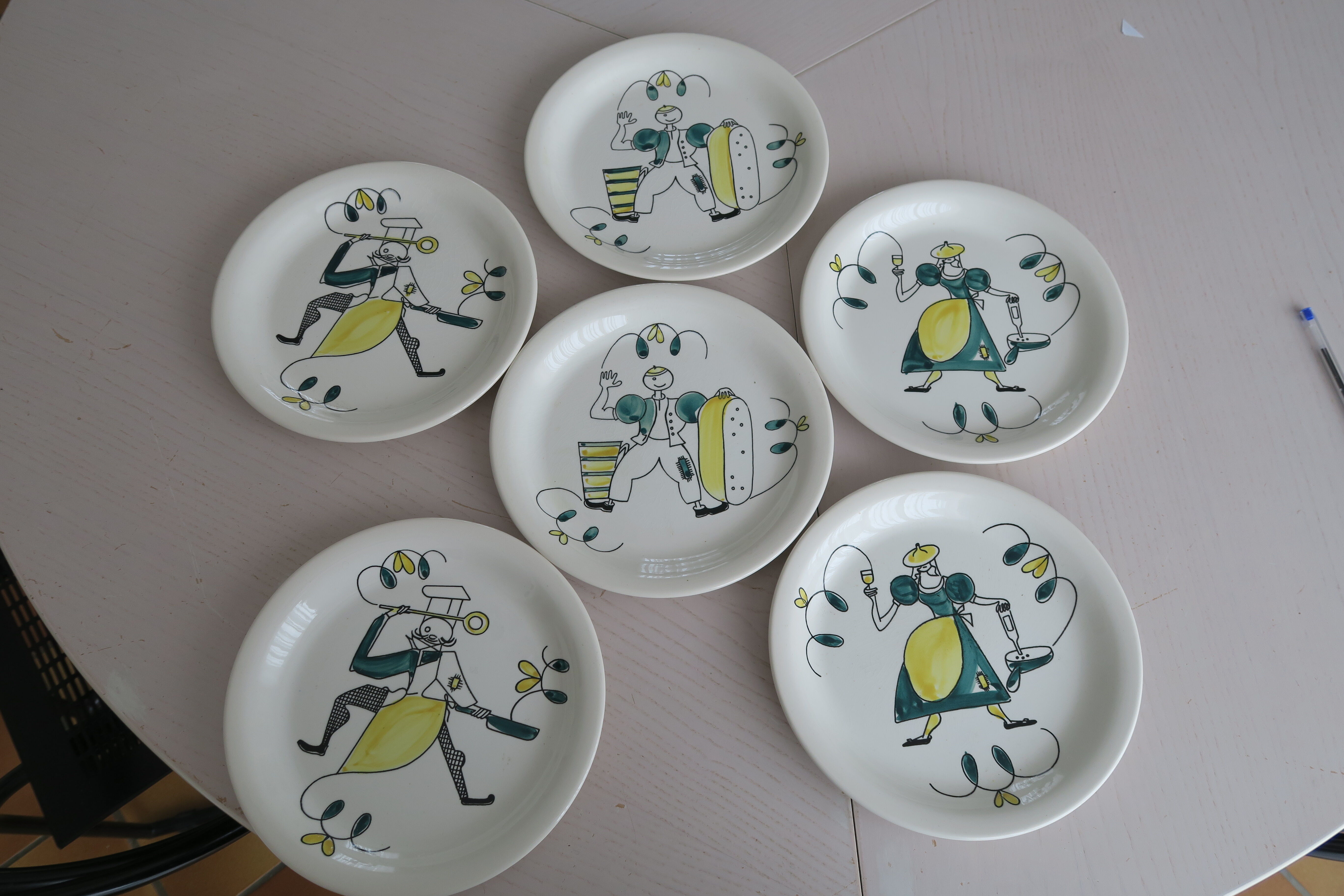 6 Assorted plates Stavanger Flint Norway 1950-60 Scandinavian hand décor