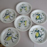 6 Assorted plates Stavanger Flint Norway 1950-60 Scandinavian hand décor