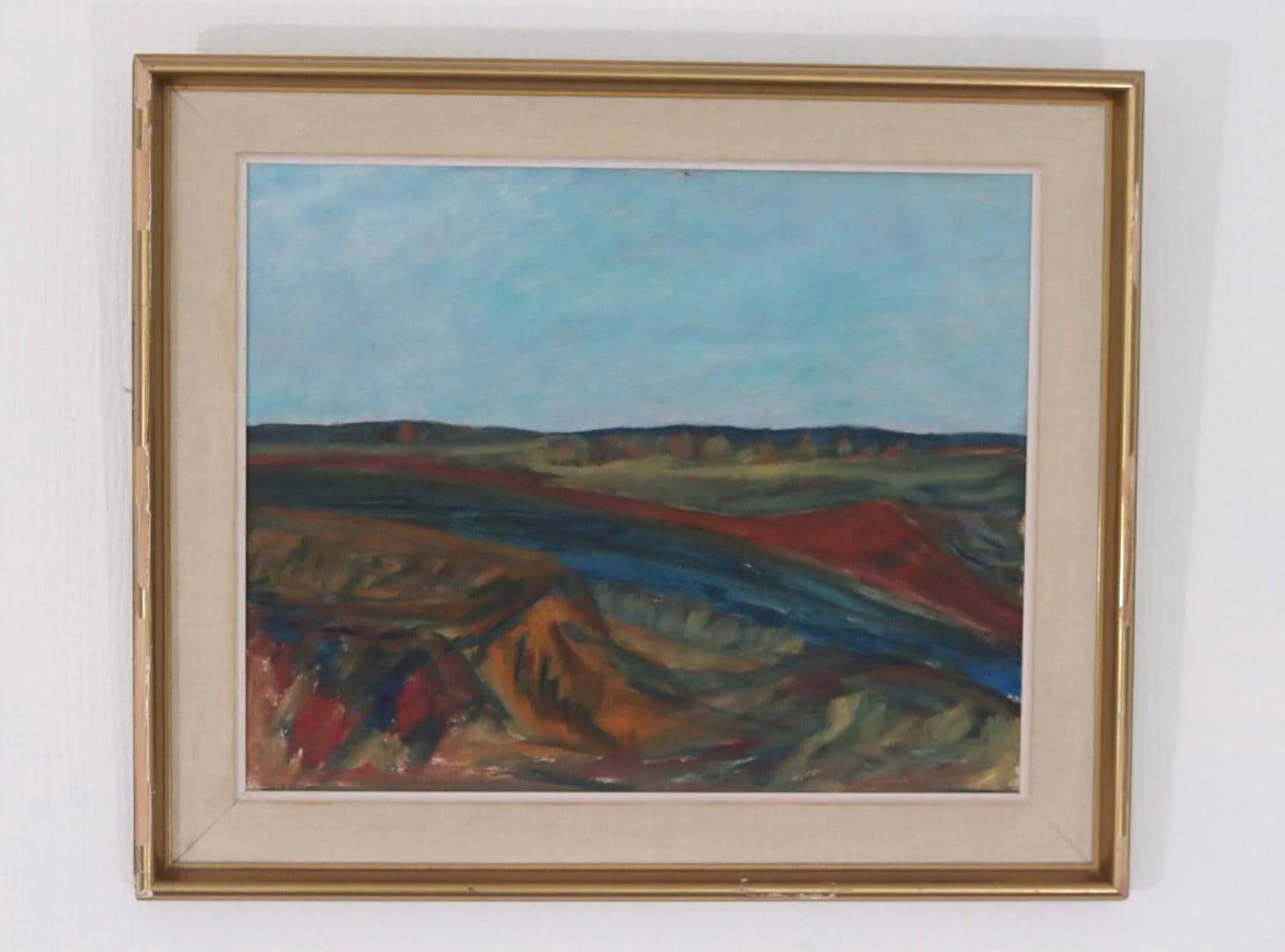 Original mid-century Swedish oil on panel – “Bold Landscape”