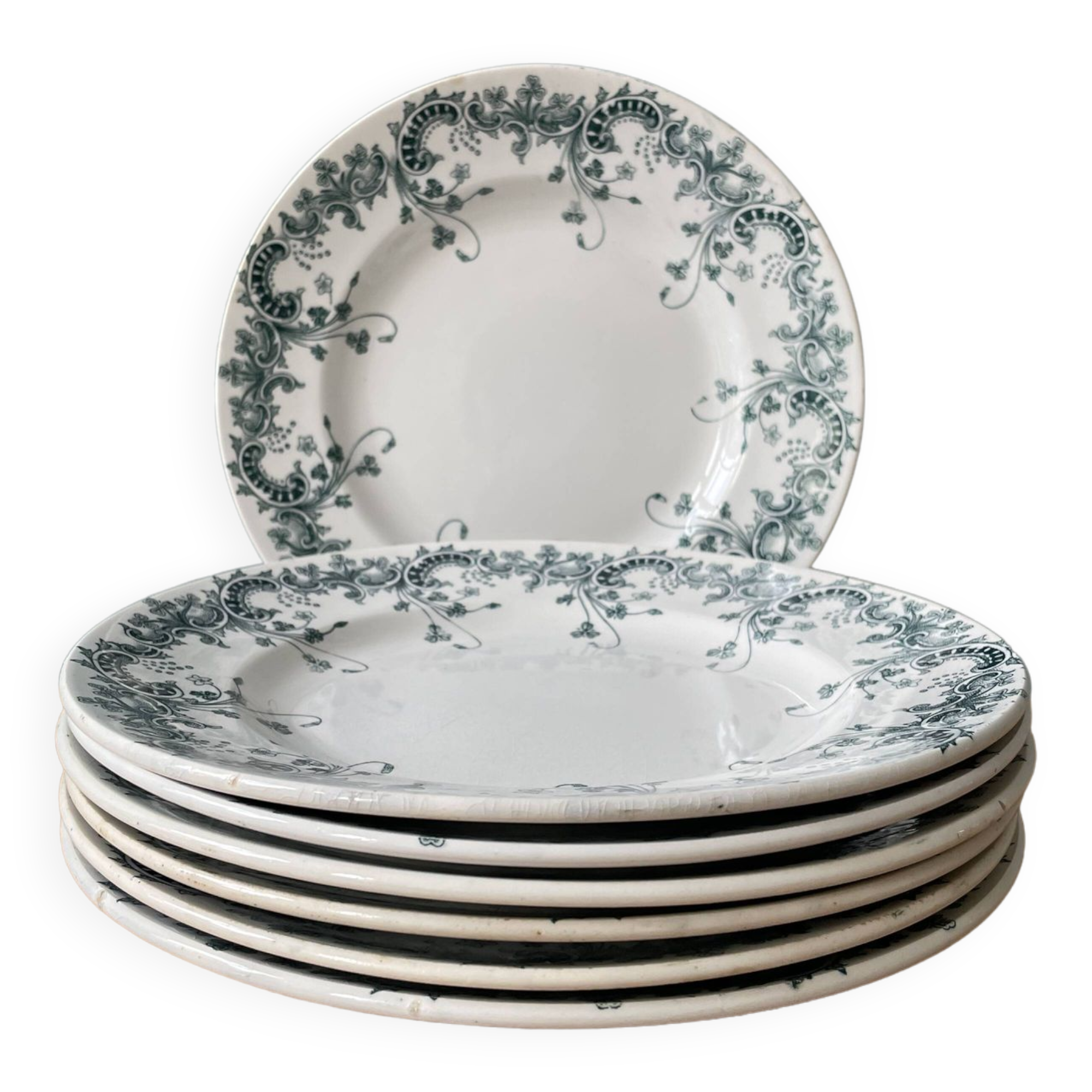 Set of 7 flat plates Terre de Fer St Amand and Hamage “Byzantine”