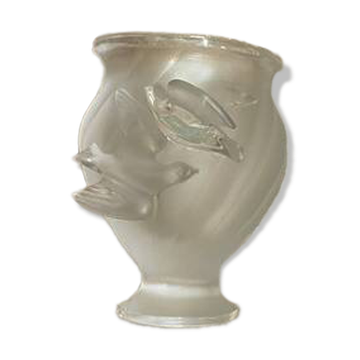 Vase décor oiseaux en cristal Lalique France signé de la marque