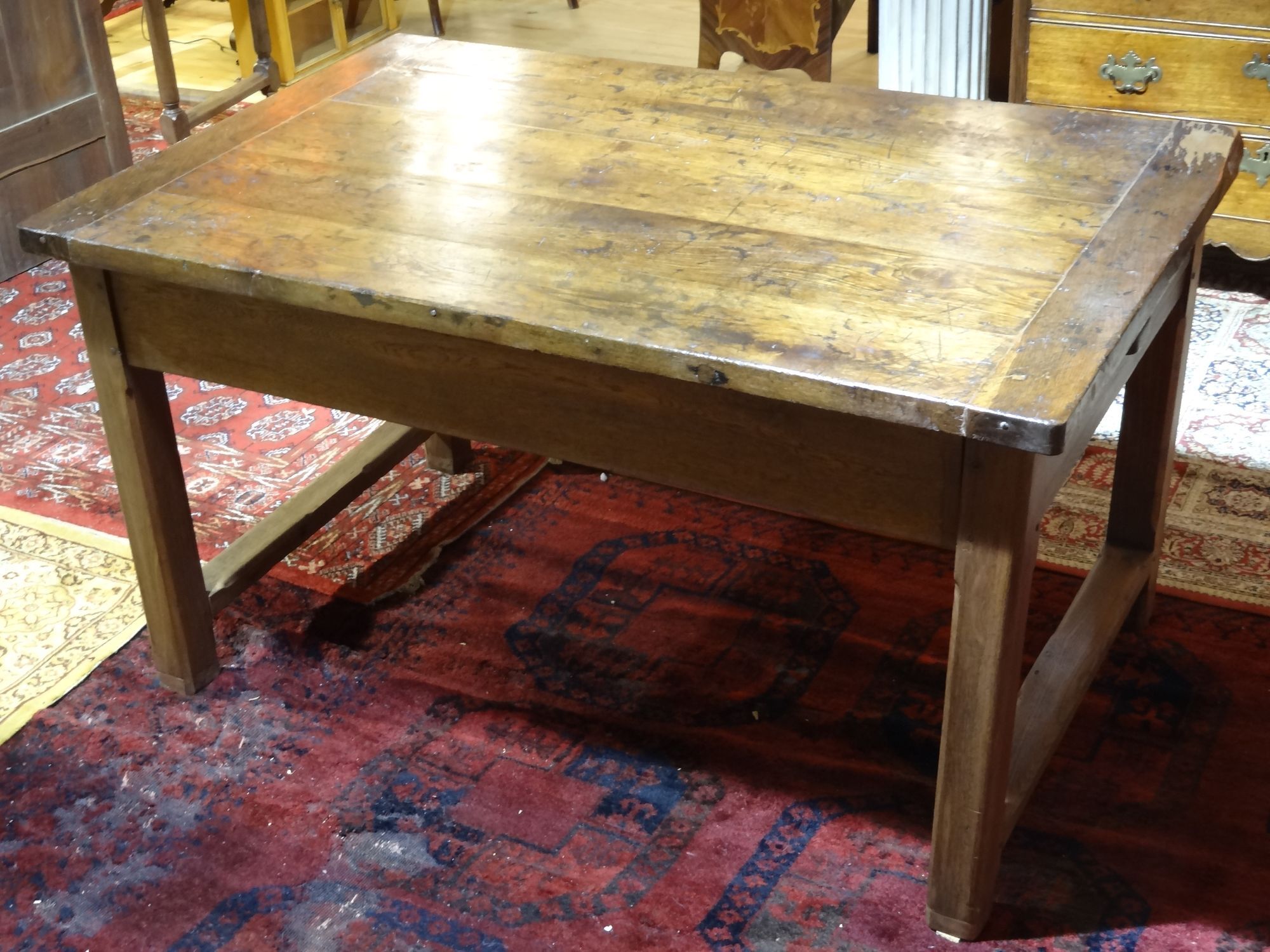 Nineteenth century farmhouse table in natural oak wood 140 x 90 cm