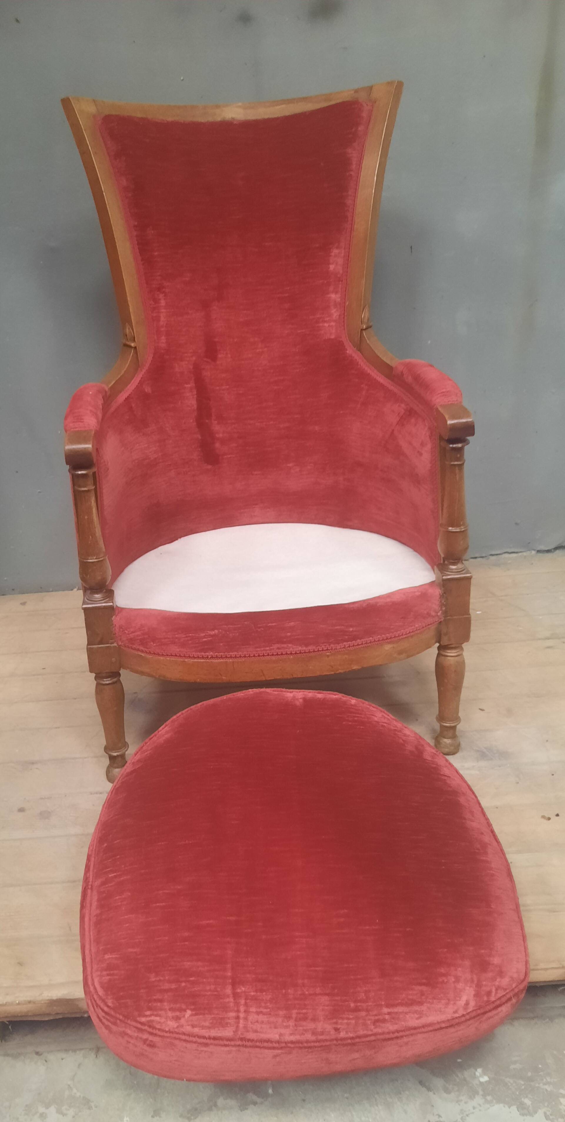 Directoire period bergère in red velvet.