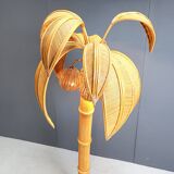 Vintage bamboo palm tree floor lamp, 1970s