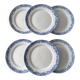 Set of 6 mimosa plates Sarreguemines blue earthenware antique