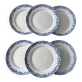 Lot de 6 assiettes mimosa sarreguemines faïence bleu ancienne