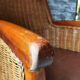 Fauteuil en rotin et osier vintage