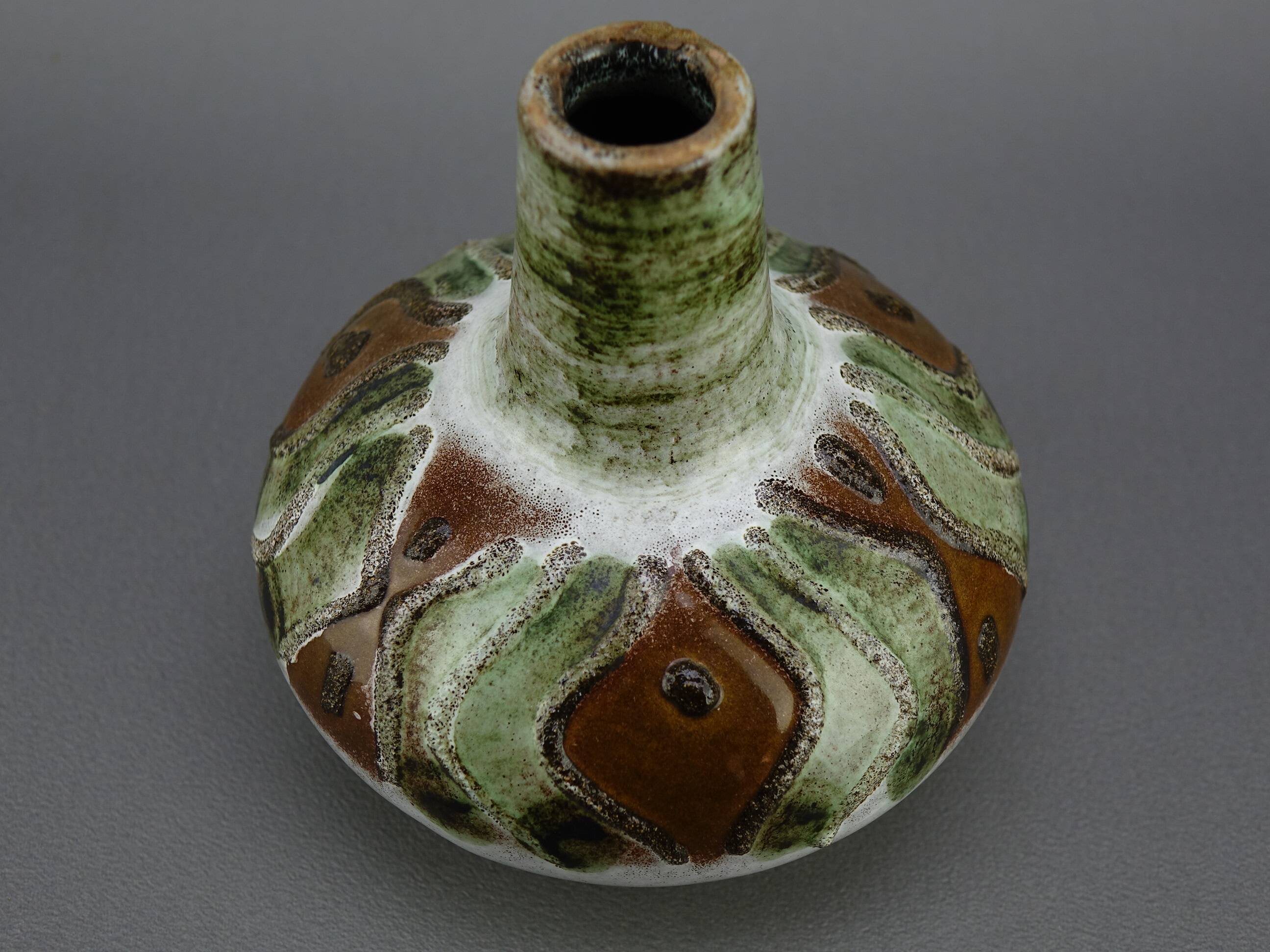 Vase pansu en terre cuite émaillé vintage design 50-60