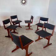 Set of 6 old Scandinavian chairs from the 60s, vintage teak