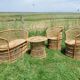Vintage garden furniture in wicker rattan 1960 - complete 4-piece set