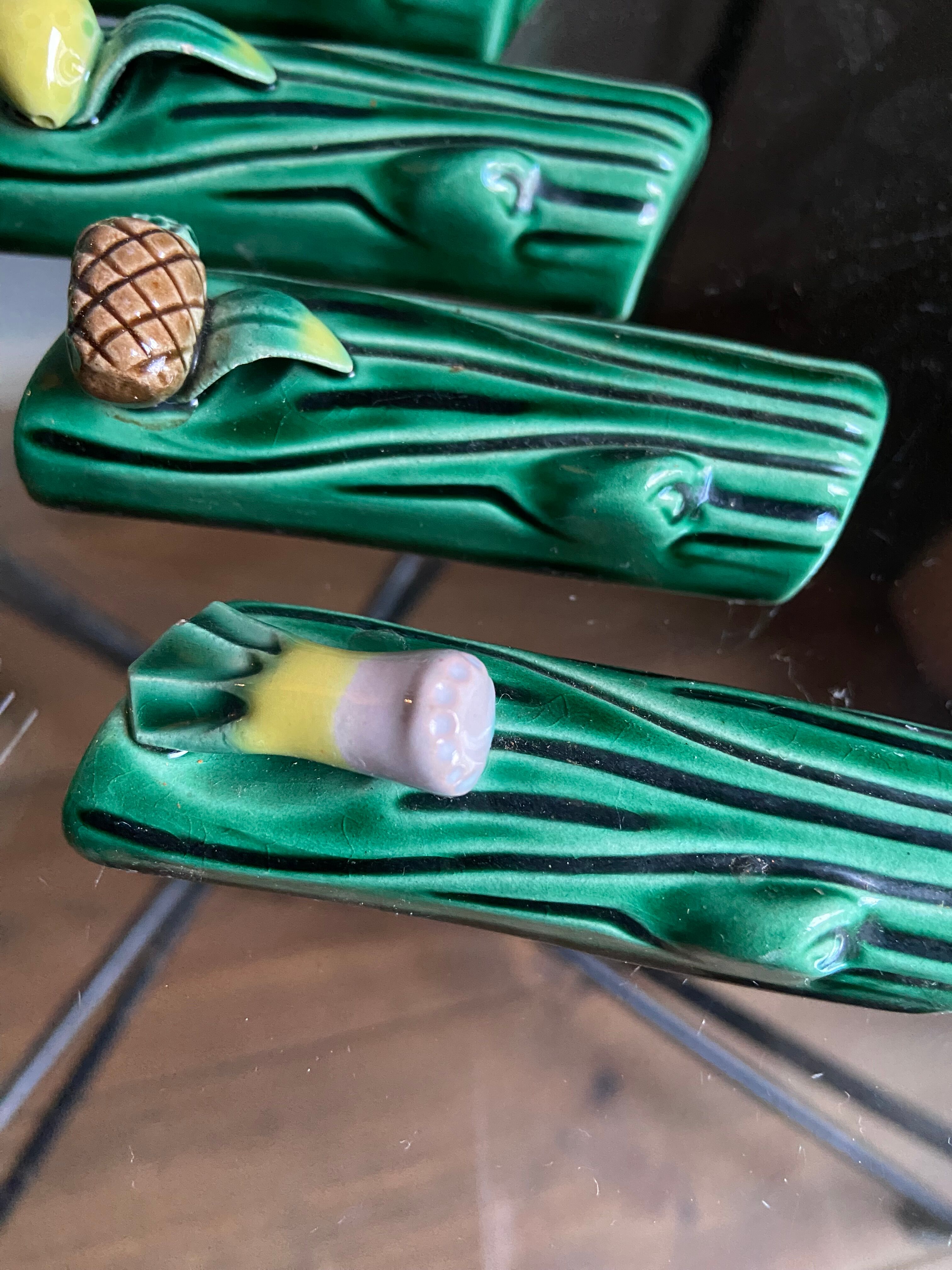 Vintage Vallauris vegetable and fruit knife holders