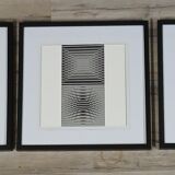 Vintage Optical Art Triptych - Victor Vasarely - 3 Frames 40x40cm