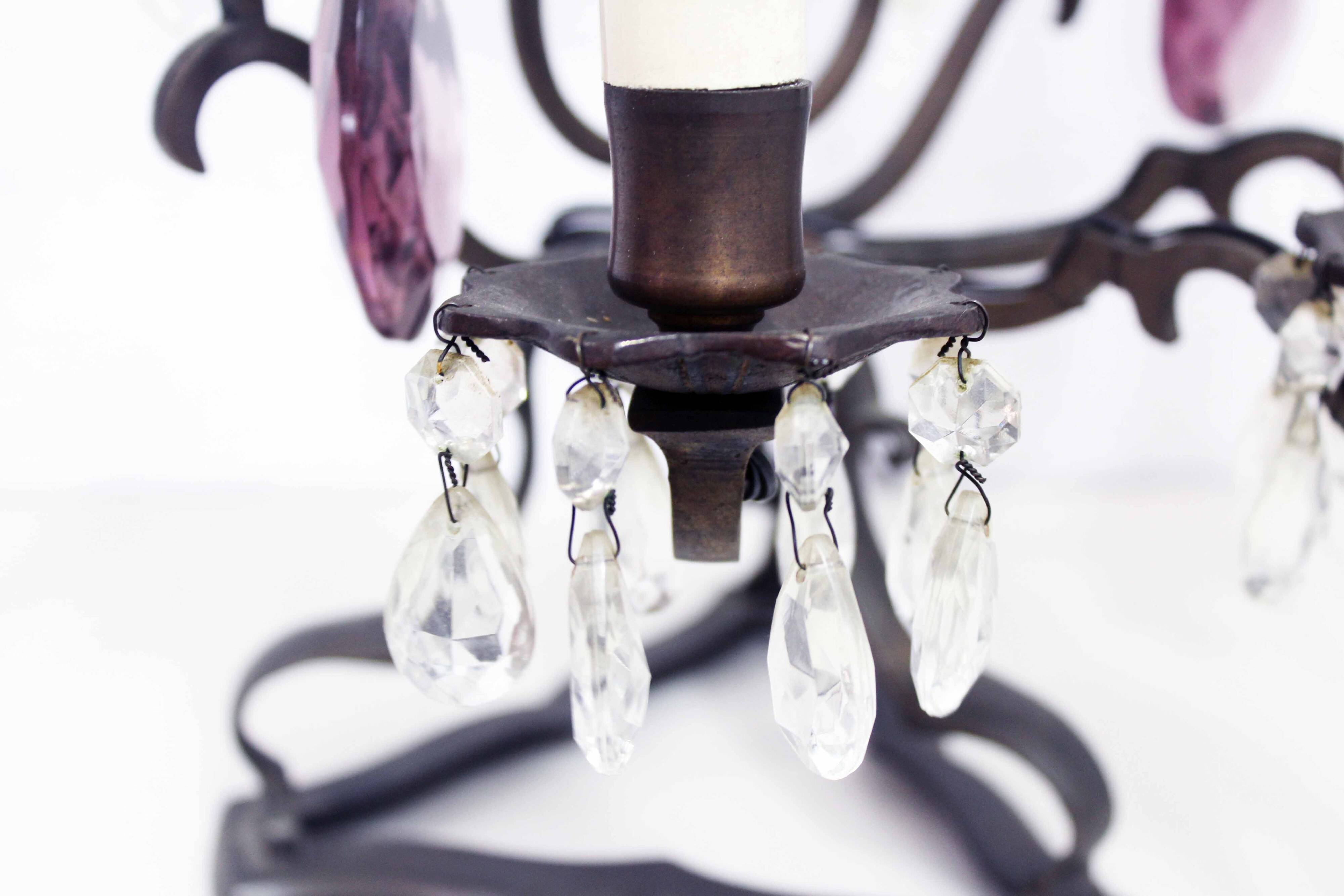 Girandole lamp in crystal and iron