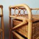 Pair of vintage rattan bedside tables