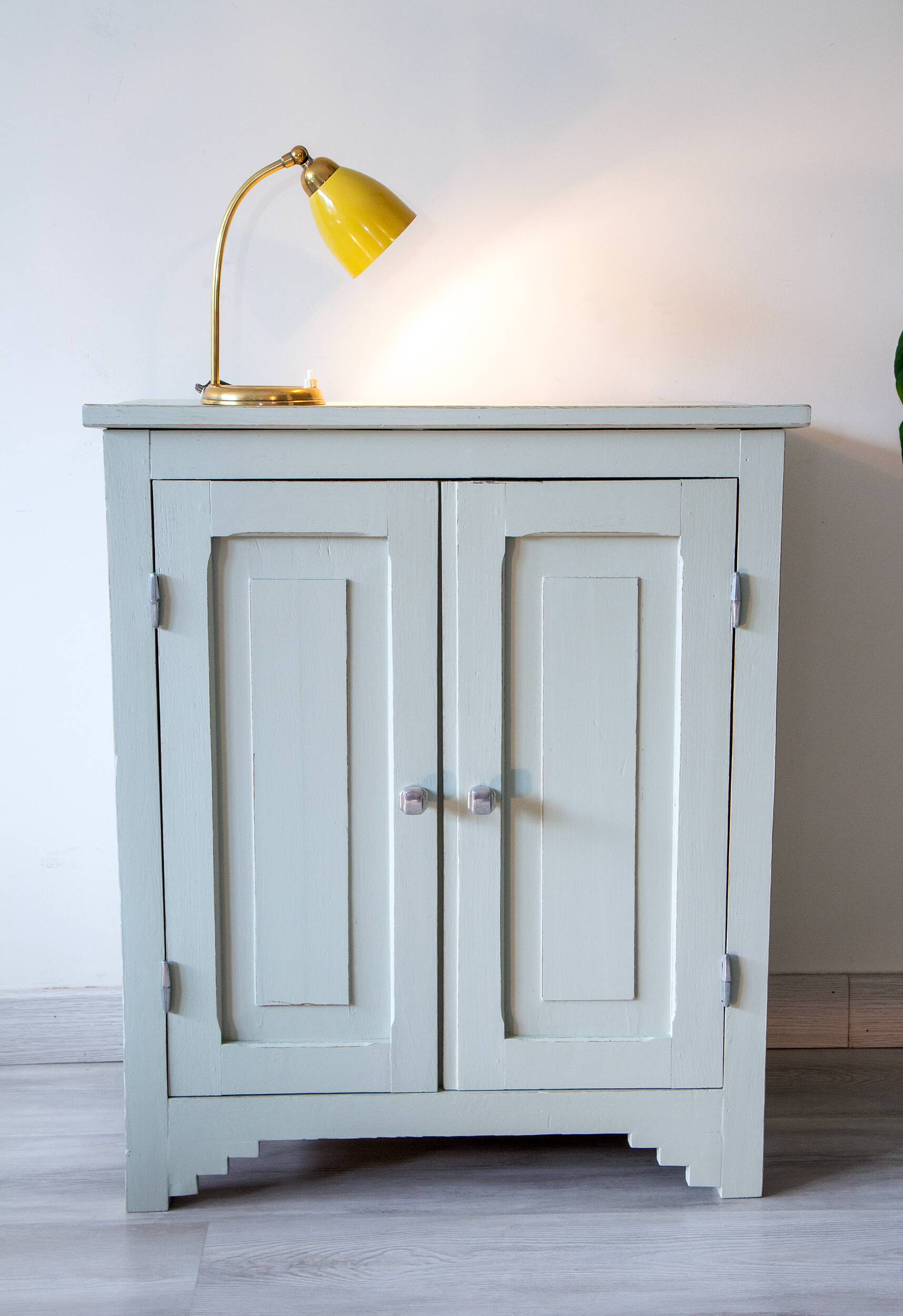 Grey clay Parisian buffet, patinated wood, 1950