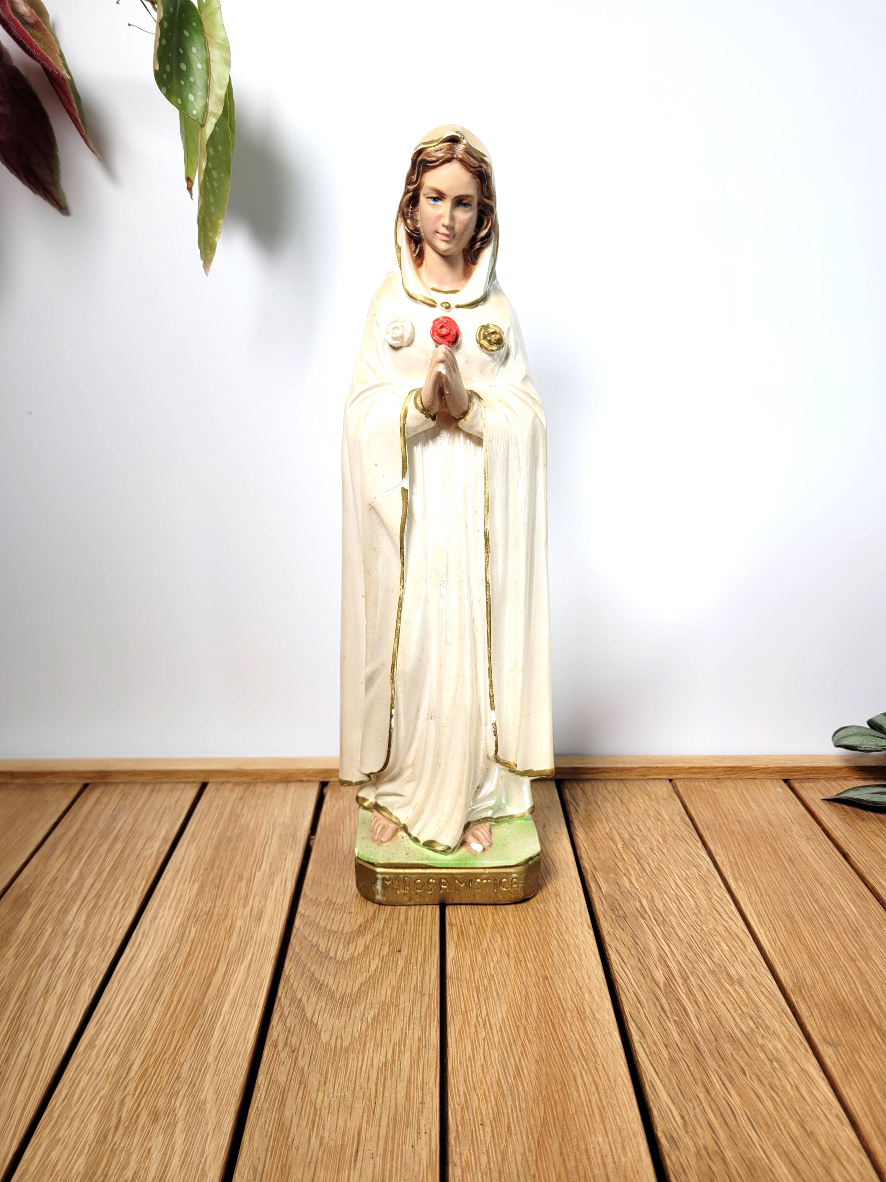 Statuette Maria Rosa Mystica en plâtre