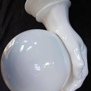 Giant hand-applied white ceramic Art Deco lamp.