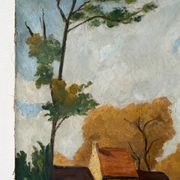 House by the river, oil on canvas signed