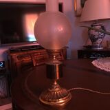 Lampe bronze verre gravé