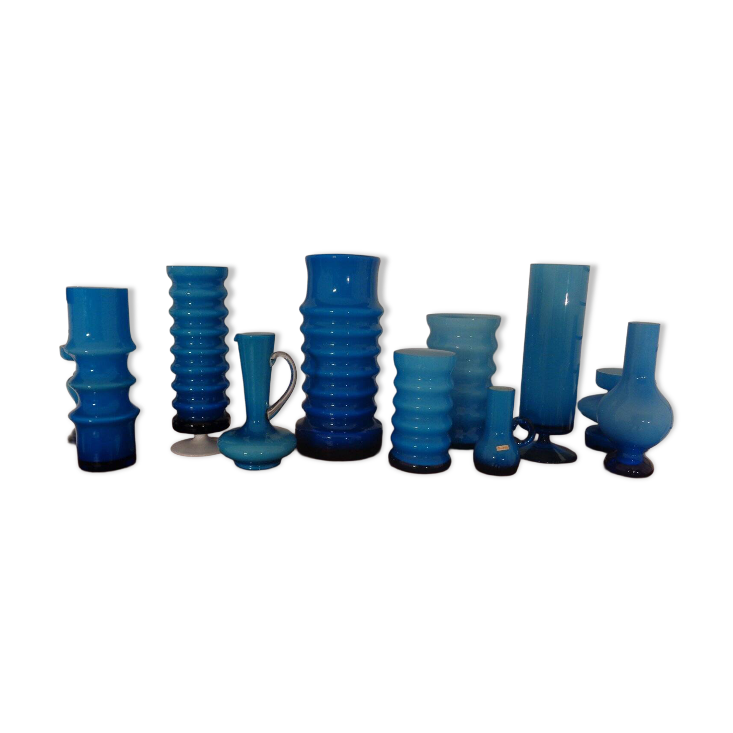 German glass vases by Karl Friedrich, 1960s, set of 11.
