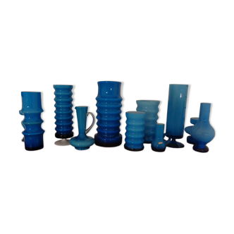 German glass vases by Karl Friedrich, 1960s, set of 11.