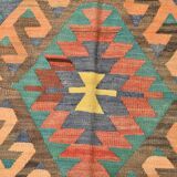 6x10 Green & Purple Vintage Kilim Rug, Modern Oushak Rug, 181x291Cm