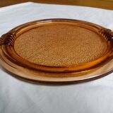 plateau ou plat en verre rosaline couleur saumon