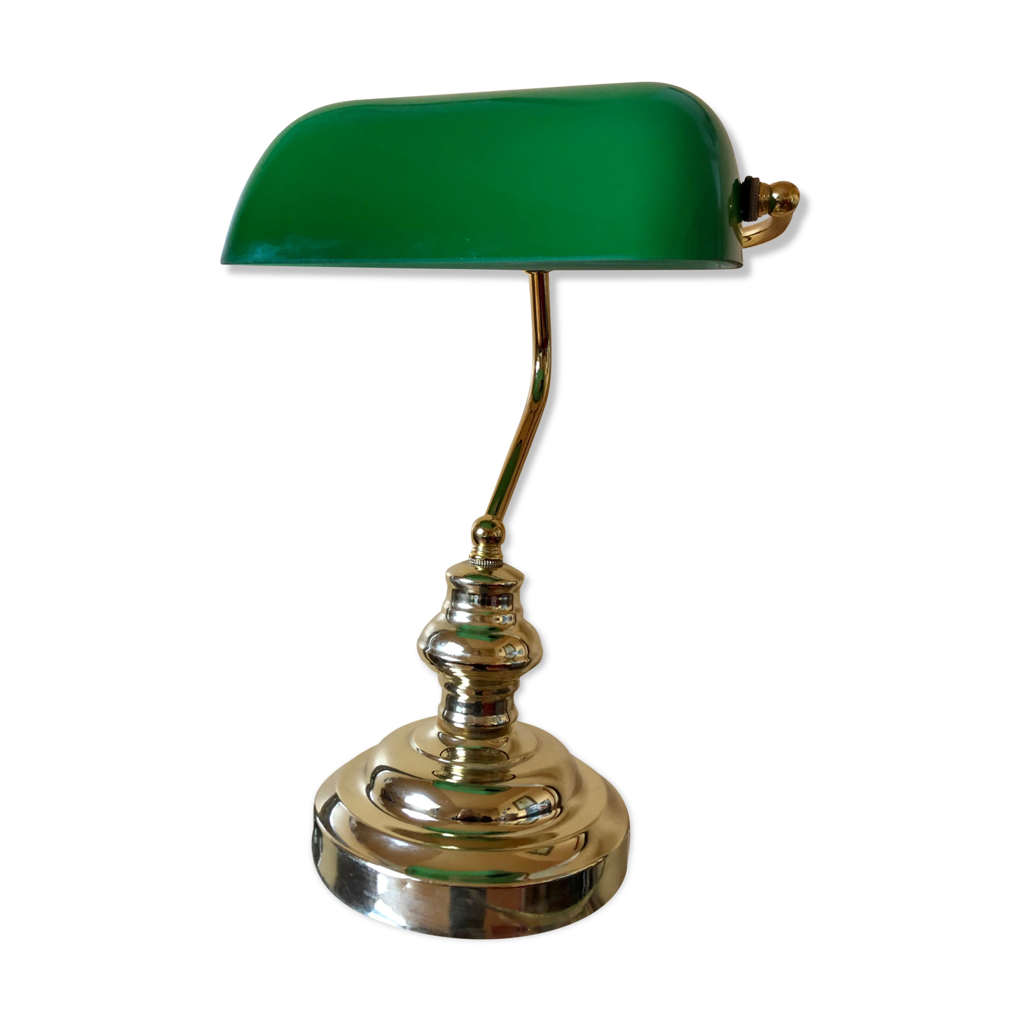 Notary lamp, banker in green opaline