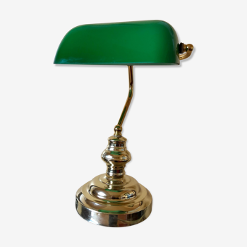 Lampe de notaire banquier en opaline verte