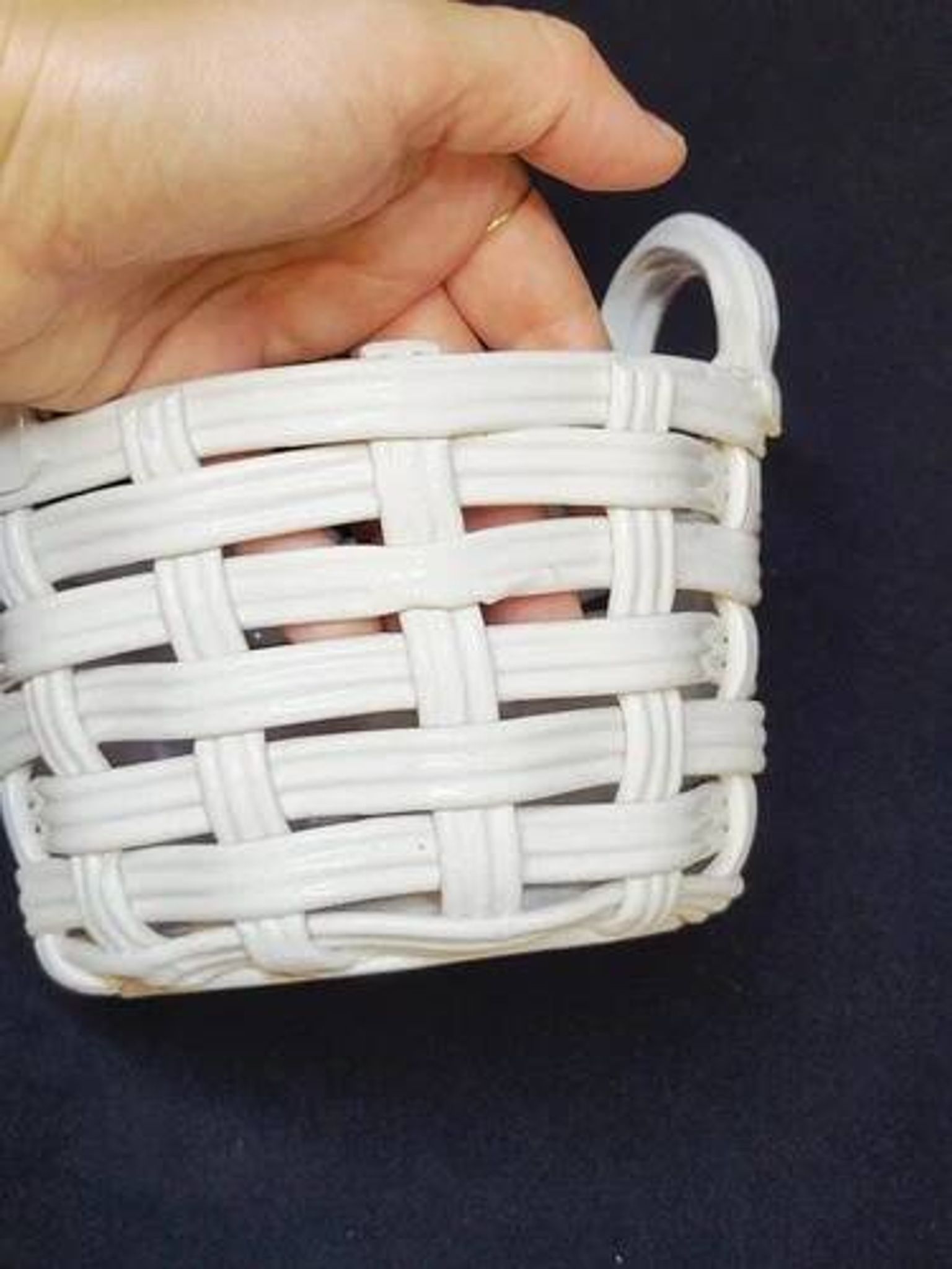 Lot de céramique tressée blanche méditerranéenne panier + coupelle