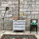 Commode en bois blanche et grise patinée vintage années 70