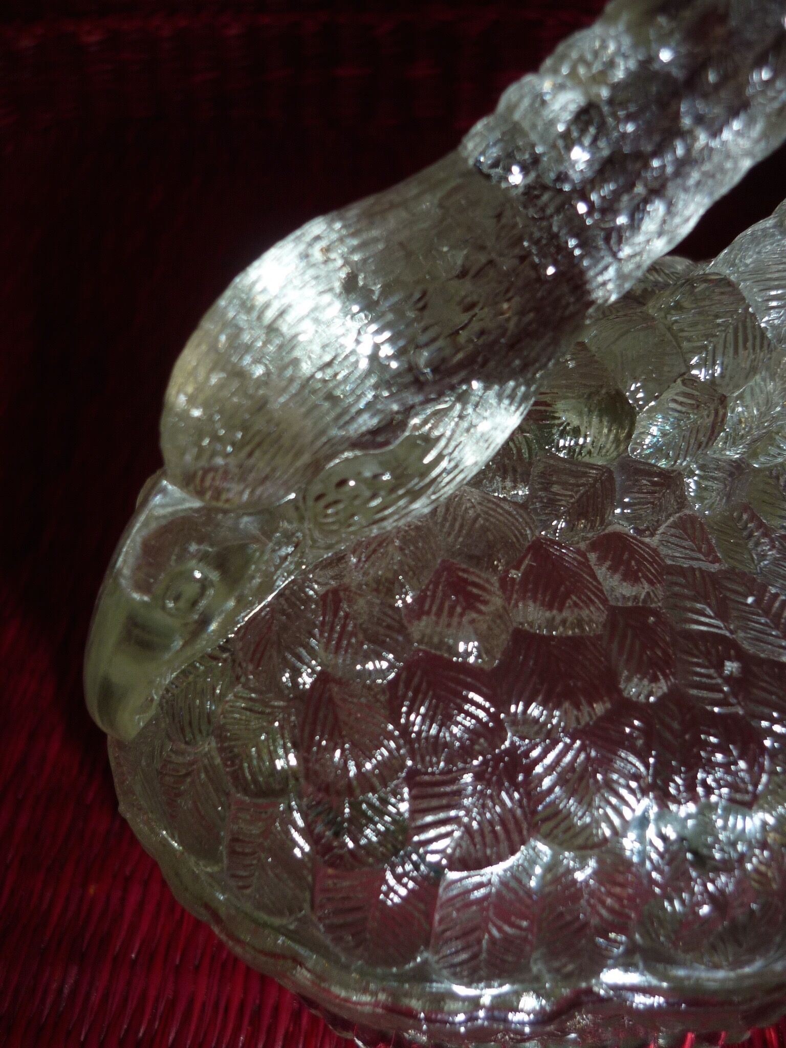Swan-shaped glass butter dish