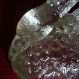 Swan-shaped glass butter dish
