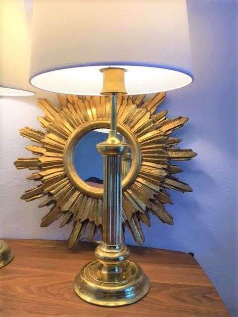 Pair of Art Deco brass lamps, Germany 1960