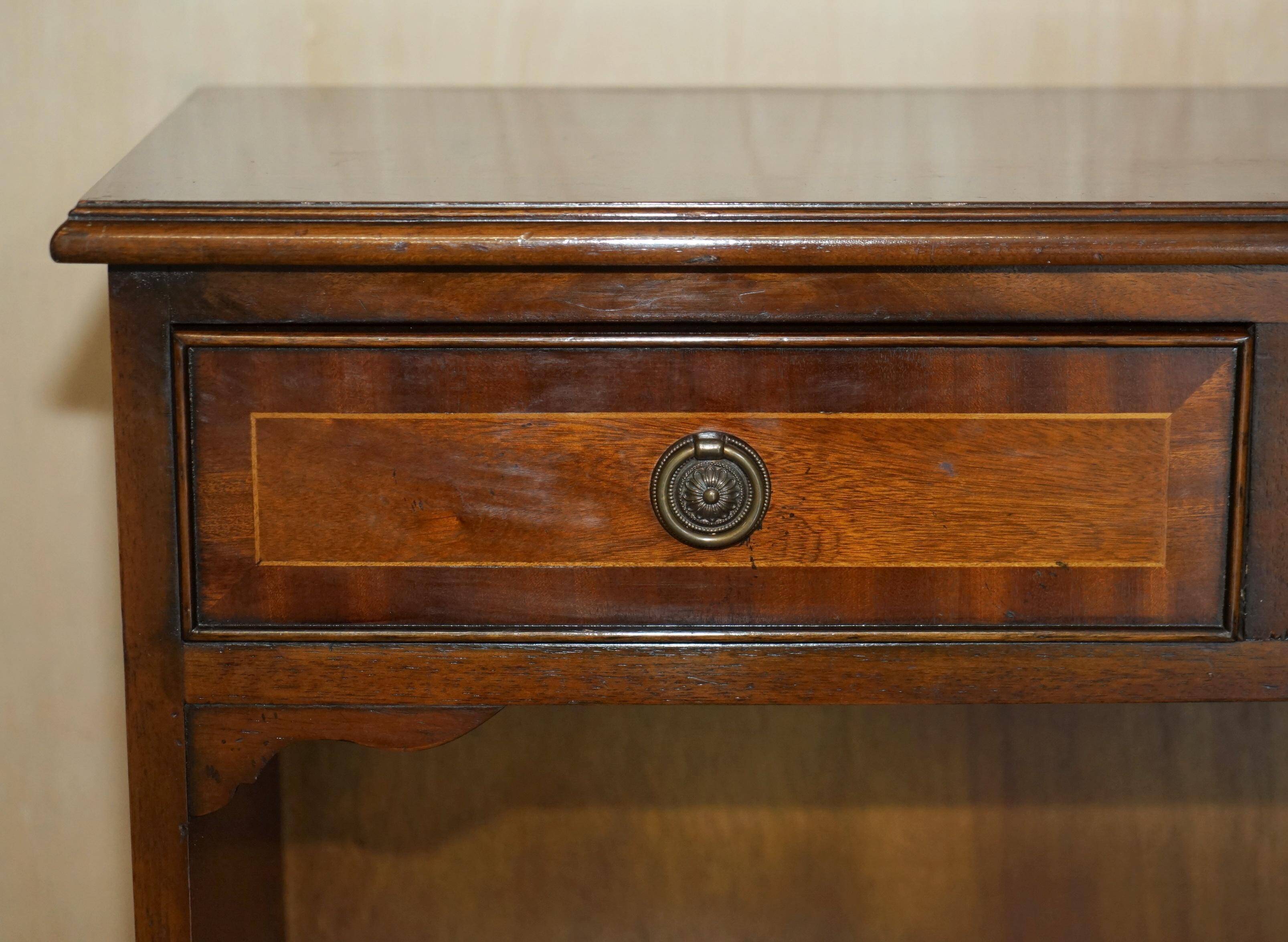 Vintage Low Bevan Funnell Library in Flamed Mahogany with Two Drawers