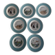 Set of 7 antique plates 18 cm – Fables de La Fontaine – turquoise decoration
