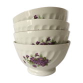 Série de 4 bols Sarreguemines motif violettes