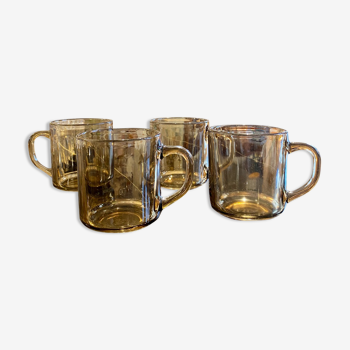 Set of 4 arcoroc mugs in smoked glass